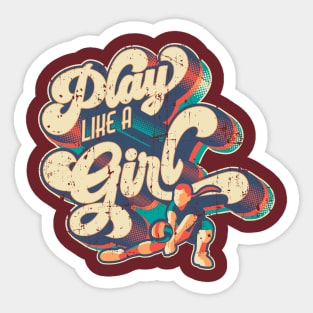 Play like a Girl | Retro Volleyball Design Sticker